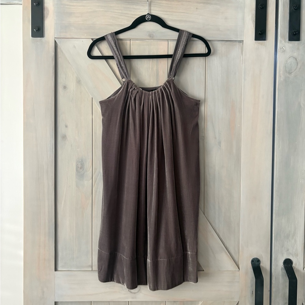BCBGMaxAzria Gray Velveteen Dress
